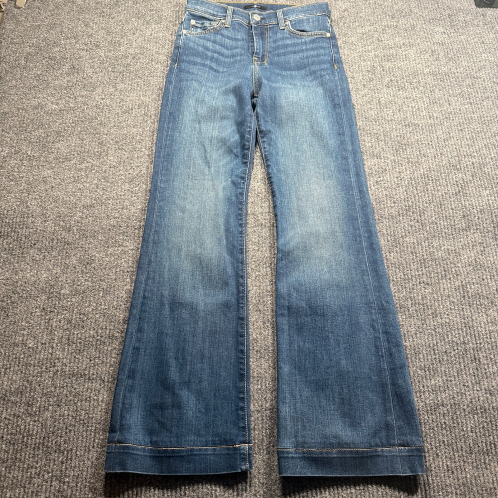 7 For All Mankind Flare Jeans Women 26 Blue Designer Classic 5 Pocket Denim